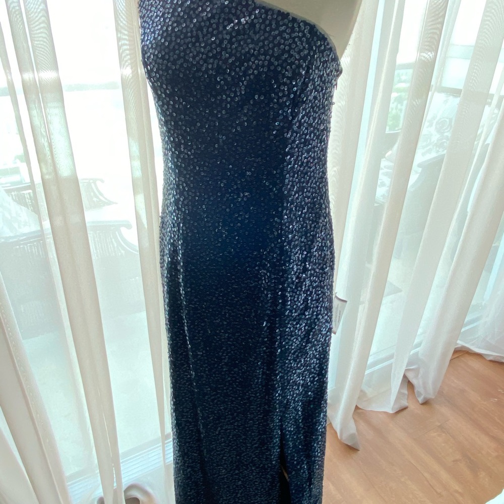 Adrianna Papell sequin mermaid dress midnight